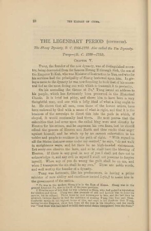 The Legendary Period (continued) ... - Chapter V