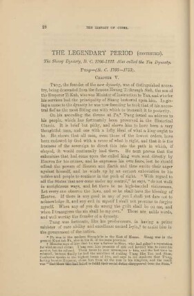 The Legendary Period (continued) ... - Chapter V