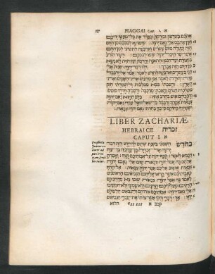 Liber Zachariae, Hebraice [...] Caput 1. - 14.