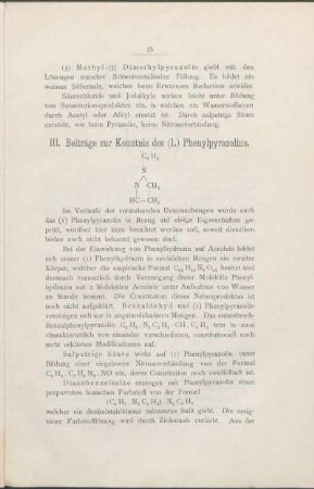 III. Beiträge zur Kenntnis des (1.) Phenylpyrazolins.
