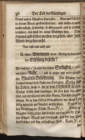 II. Worinnen deren Seelig-verstorbenen ihre Erlösung bestehe?