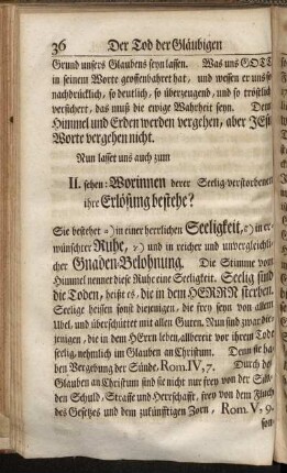 II. Worinnen deren Seelig-verstorbenen ihre Erlösung bestehe?