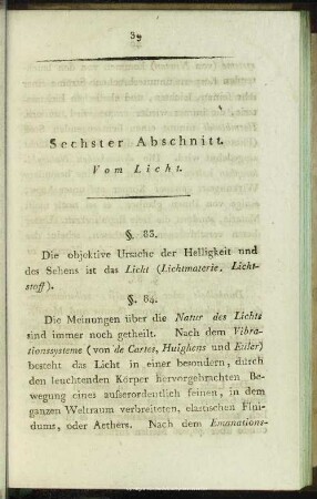 Sechster Abschnitt. Vom Licht