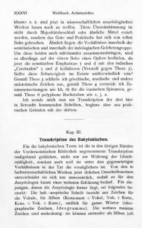 Kap. III.Transkription des Babylonischen