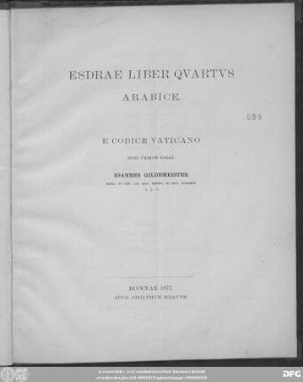 Esdrae liber quartus arabice e codice vaticano nunc primum editus