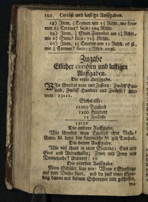 Zugabe Etlicher curioesen und lustigen Auffgaben