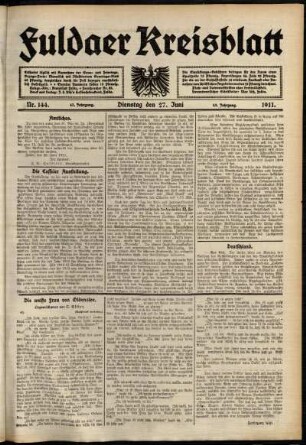 Ausgabe vom Dienstag, den 27. Juni 1911.