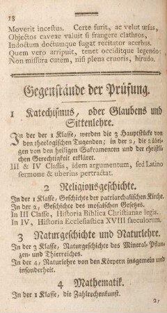 Gegenstände der Prüfung.