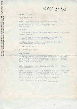 Fernschreiben von CCC an CCC-London, 15.05.1963