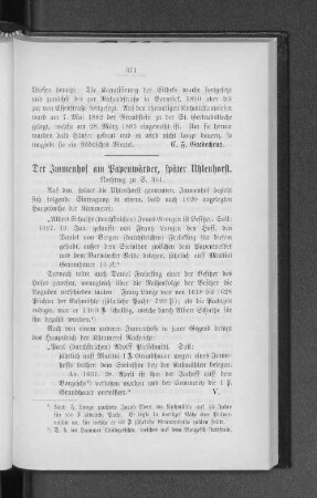 Der Immenhof am Papenwärder, später Uhlenhorst. : Nachtrag zu S. 361.