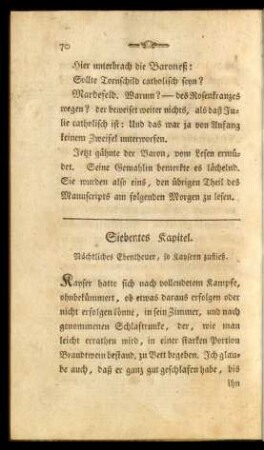 Siebentes Kapitel. Nächtliches Ebentheuer [!], so Kaysern zustieß.