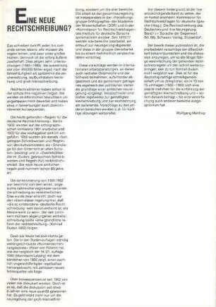 Eine neue Rechtschreibung?