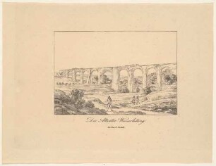 Die Altväter-Wasserleitung im Muldental zwischen Rothenfurth und Halsbrücke nördlich von Freiberg in Sachsen (Aquädukt, gebaut ab 1686 an vorhandene Brücke, abgerissen 1893, Pfeiler an Straßenbrücke Altväterbrücke erhalten)
