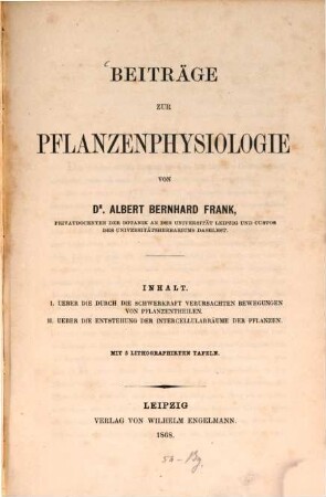 Beiträge zur Pflanzenphysiologie