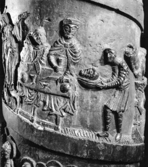Kopf des enthaupteten Johannes der Täufer, Bernwardsäule, Dom zu Hildesheim