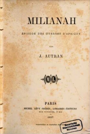 Milianah épisode des guerres d'Afrique