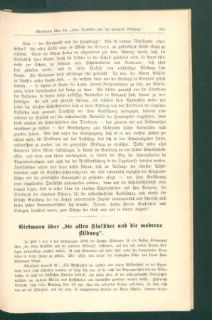 Gietmann über "die alten Klassiker und die moderne Bildung"