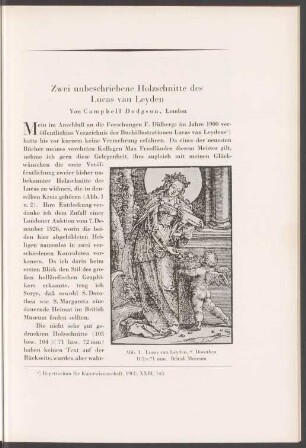 Zwei unbeschriebene Holzschnitte des Lucas van Leyden