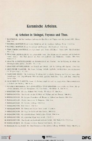 Keramische Arbeiten (Nr. 1-74)