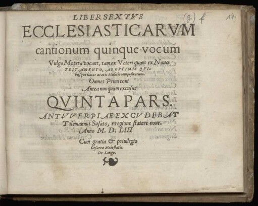 Liber sextus ecclesiasticarum cantionum quinque vocum ... Quinta pars