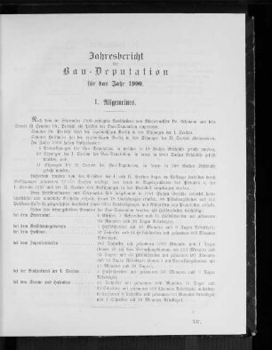Jahresbericht der Bau-Deputation für das Jahr 1900.