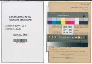 Entnazifizierung Else Gursky , geb. 25.05.1912 (Bankangestellte)