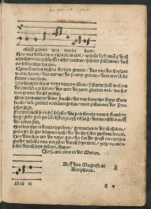 Auff das Magnificat Antiphona.