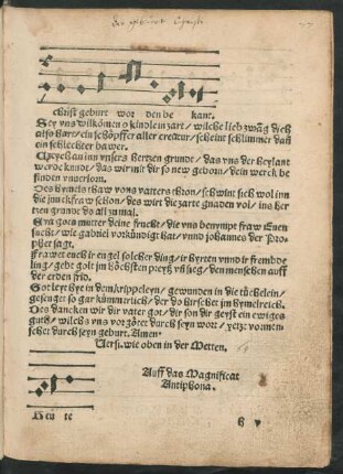 Auff das Magnificat Antiphona.