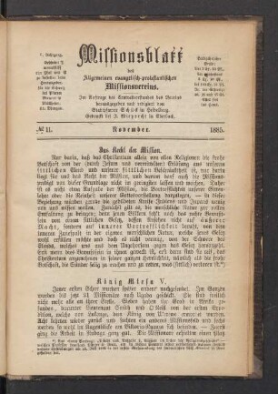 N° 11. November. 1885