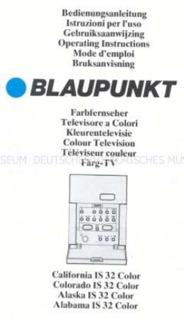 Bedienungsanleitung für Blaupunkt-Farbfernsehgerät "Alabama" - Sachkonvolut
