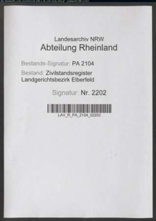 Geburtsregister Heiligenhaus