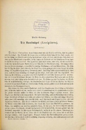 Brehms Thierleben : allgemeine Kunde des Thierreichs, 5. Abth. 2, Vögel ; Bd. 2, Raubvögel, Sperlingsvögel und Girrvögel