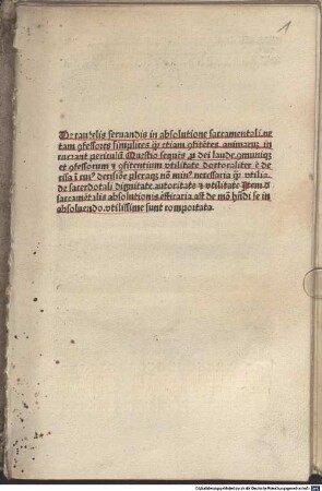 Quaestio de cautelis servandis in absolutione sacramentali