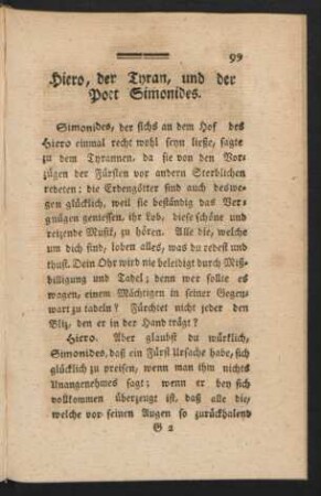 Hiero, der Tyran, und der Poet Simonides.