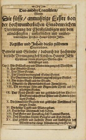 Register udn Inhalt dieses güldenen Tractätleins