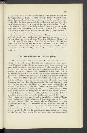 Die Irrenheilkunde und die Irrenpflege