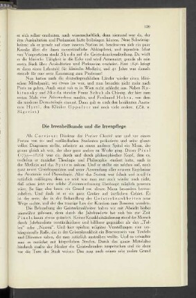Die Irrenheilkunde und die Irrenpflege