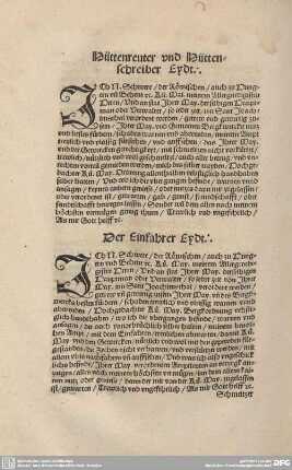 Hüttenreuter und Hüttenschreiber Eydt.