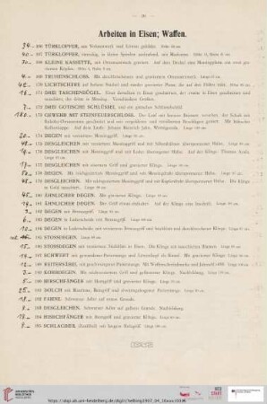 Arbeiten in Eisen; Waffen (Nr. 166 - 195)