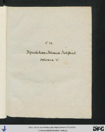 Handschriftliches Titelblatt des gesamten Bandes.