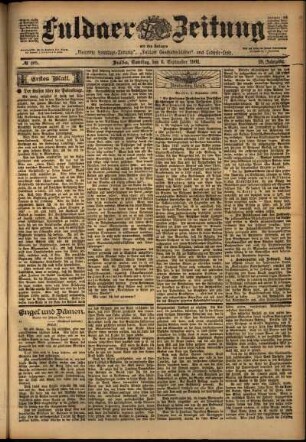 Erste Ausgabe vom Samstag, den 06. September 1902.