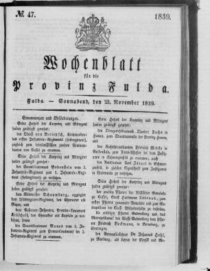 No. 47, Ausgabe vom 23. November 1839