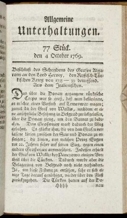 77 Stück. d. 4. October 1769.
