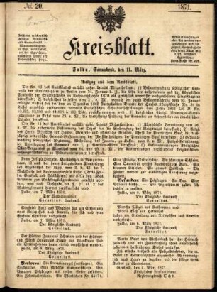 Ausgabe vom Samstag, den 11. März 1871.