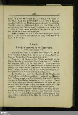 7. Kapitel. Der Stellungskrieg in der Champagne : Oktober 1915 bis Juli 1916