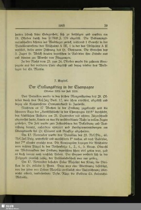 7. Kapitel. Der Stellungskrieg in der Champagne : Oktober 1915 bis Juli 1916