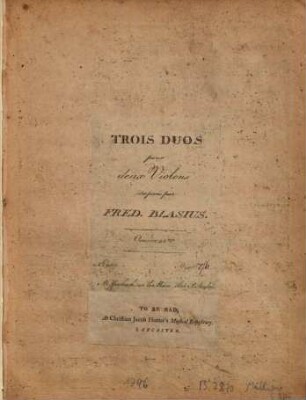 Trois duos pour deux violons : oeuvre 28me