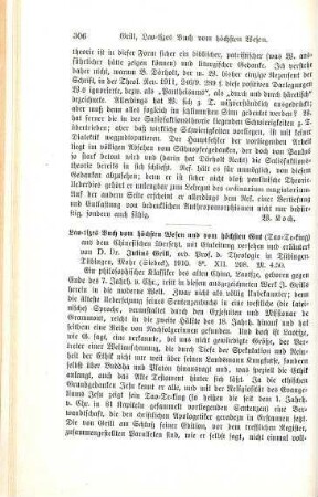 306-308 [Rezension] Laozi, Lao-tszes Buch vom höchsten Wesen und vom höchsten Gut