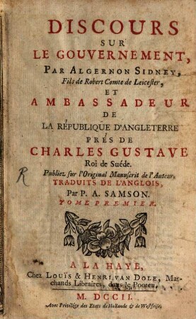 Discours sur le gouvernement, 1