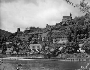 Hirschhorn (Neckar). Stadtansicht vom Neckar